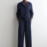 Knitted Wide-Leg Pants Navy