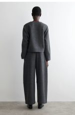 Wool Barrel Trousers Gray - Image 2