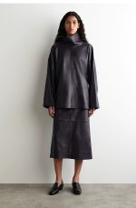 Leather Oversized Top Brown