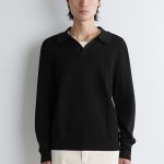 Standard Polo-collar Blend Knitwear Black