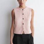 Knitted Round-Neck Vest Pink