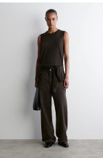 Casual Straight Low Waist Washed Denim Dark Brown