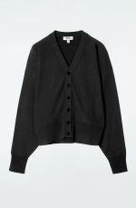 Wool V-Neck Cardigan Black - Image 4