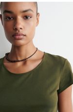 Round-Neck T-Shirt Khaki - Image 3