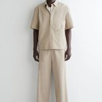 Cotton Straight Trousers Beige