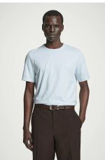 Knitted Round-Neck T-Shirt Blue