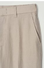 Linen Straight Pants Beige - Image 5