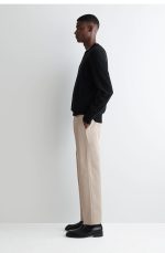 Cotton Straight Pants Beige - Image 2