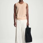 Knitted Round-Neck Vest Orange