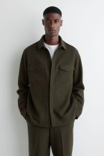 Wool Shirt Khaki - Image 2