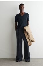 Cotton V-Neck T-Shirt Navy - Image 2