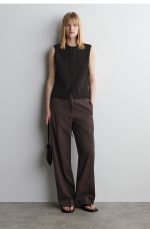 Knitted Round-Neck Vest Brown - Image 2