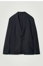 Cotton Single-Breasted Jacket Navy - Image 3