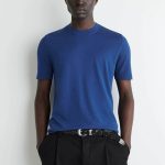 Silk Round-Neck T-Shirt Blue