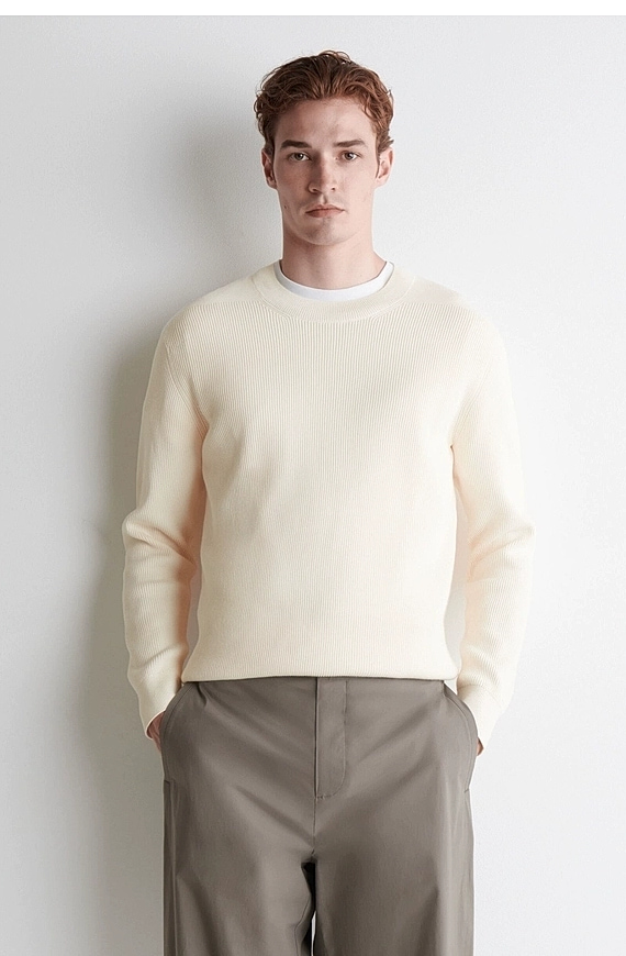O1CN01ZHfBSe1u7vufygOYg_!!4611686018427380567-0-item_pic Cotton Crew-Neck Pullover Beige - Image 1