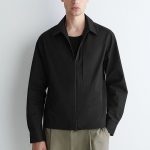 Standard Cotton Zip-up Outerwear Black