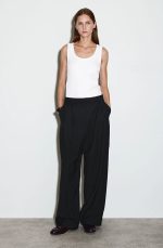 Wool Wide-Leg Pants Black