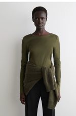 Cotton Long-Sleeve Top Khaki