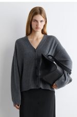 Cashmere V-Neck Cardigan Gray