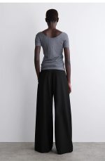Wool Wide-Leg Pants Black - Image 2