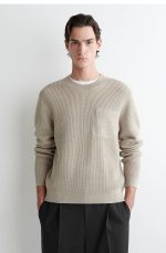 Wool Round-Neck Sweater Beige
