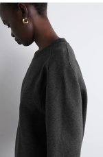 Cotton Round-Neck Shirt Gray - Image 3