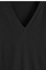 Cotton V-Neck T-Shirt Black - Image 5
