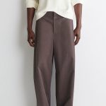 Cotton Wide-Leg Trousers Brown