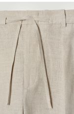 Linen Drawstring Shorts Beige - Image 5