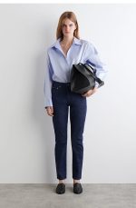 Slim High Waist Cropped Denim Dark Blue