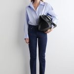 Slim High Waist Cropped Denim Dark Blue