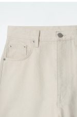 Standard Barrel Mid Waist Denim Beige Spring & Fall Wear Mat - Image 4