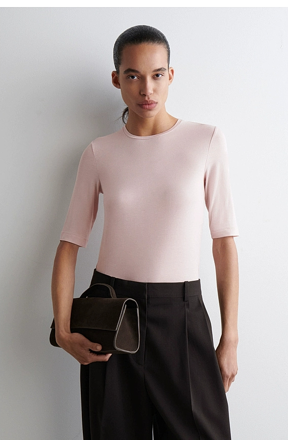 O1CN01dMO6kn1u7vue996Lp_!!4611686018427380567-0-item_pic Round-Neck T-Shirt Pink - Image 1