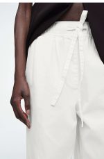 Cotton Drawstring Pants White - Image 3
