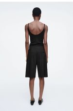Linen Pleated Shorts Black - Image 3