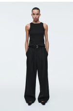 Knitted Round-Neck Vest Black