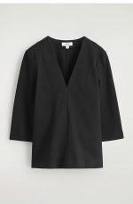 Knitted V-Neck Top Black - Image 4