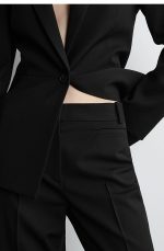 Wool Slim Trousers Black - Image 3