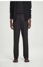 Cotton Straight Trousers Brown - Image 2