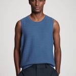 Knitted Round-Neck Vest Blue