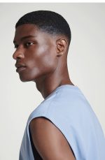 Knitted Round-Neck Vest Blue - Image 3