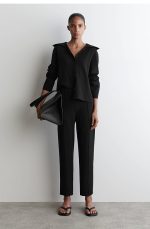 Cotton Straight Pants Black