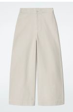 Denim Wide-Leg Trousers Beige - Image 4