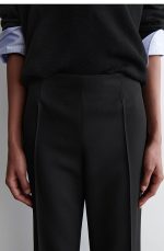 Wool Slim Trousers Black - Image 3