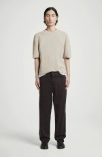 Knitted Round-Neck T-Shirt Beige