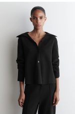 Knitted Collared Jacket Black