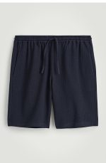 Seersucker Drawstring Shorts Navy - Image 4