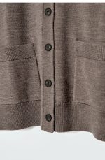 Wool Round-Neck Cardigan Brown - Image 5