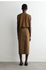 Denim Straight Skirt Brown - Image 2