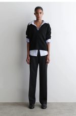 Wool Slim Trousers Black